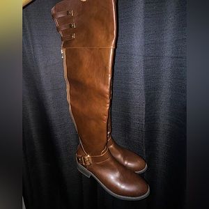 Size 7 Brown Leather Thigh-high Boots